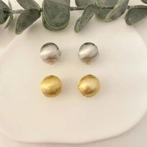 925 Sterling Silver Matte Ball Earrings Sphere Round Huggie Earrings